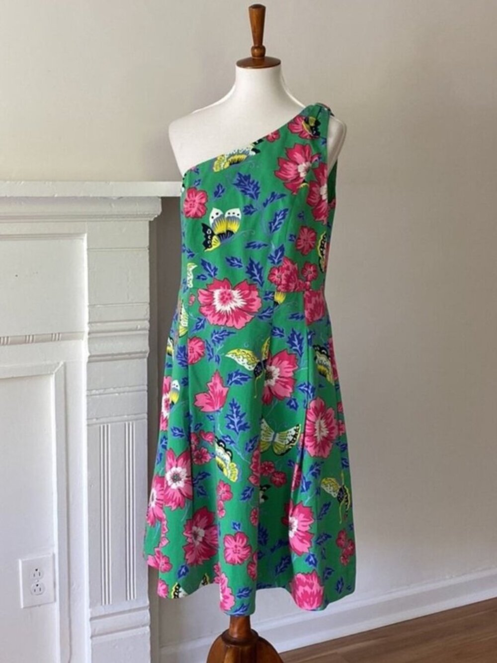 Talbots Dress 12 One Shoulder Large Retro Semi Formal Butterfly Wedding Guest - Picture 12 of 14